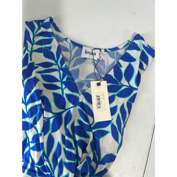 Leota NWT Plus Size Blue Ivy Wrap Dress Romantic Cottage Midi Stretch 20 22 - Picture 3 of 4